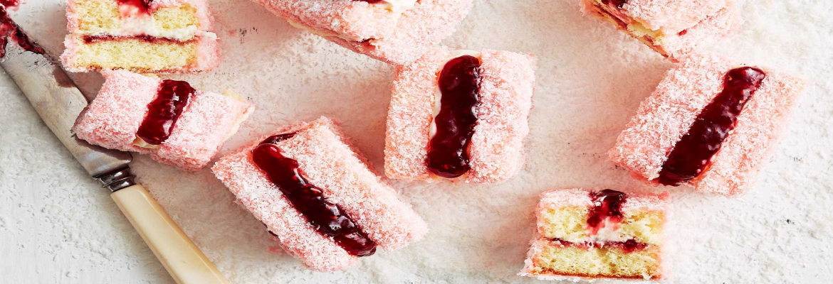 coconut red Lamingtons